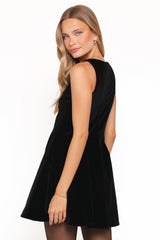 Pearla Mini Dress - Black Velvet