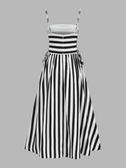 Striped Cami Lace Up Side Maxi Dress