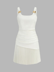 Ruched Pleated Mini Dress