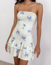 Sitav Dress in Floral Stripe Cream