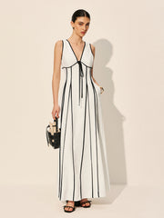 Contrast Trim Dress With Pockets