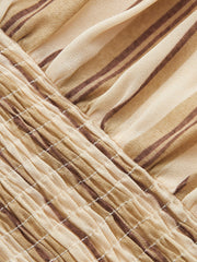 One Shoulder Ruched Striped Maxi Dress