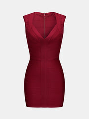 Deep V Sleeveless Bodycon Mini Dress